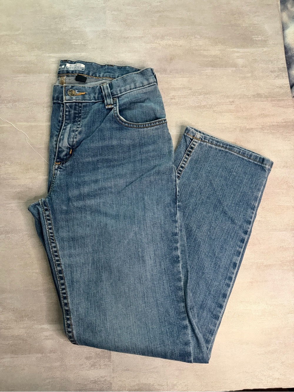 Carhartt Relaxed Fit Men's Jeans - Blue with Tan Stitching
